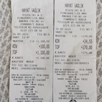 Özel Hayat Hastanesi (Bursa) Yenidoğan Muayene Ücreti