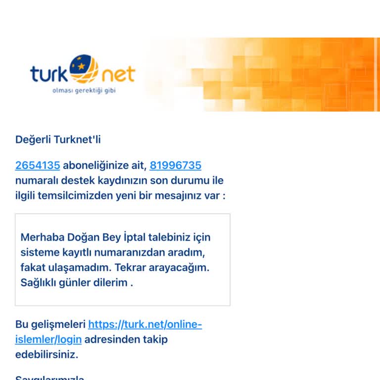TurkNet Fatura Be Müşteri Hizmetleri