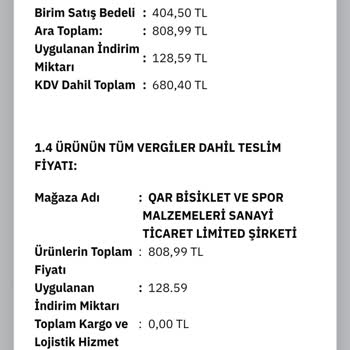 Kartal Bike Shop Gar Bisiklet Kalitesiz Ve Markasız Ürün Gönderiyor