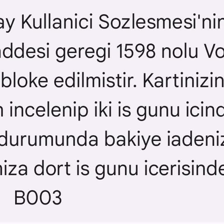 Vodafone Pay Kart Bloke Edildi