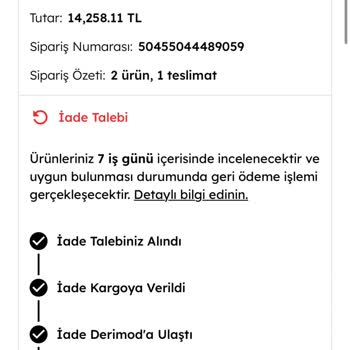 Derimod Ücret İadesini Gerçekleştirmedi!