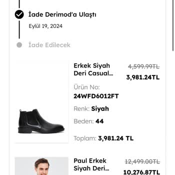 Derimod Ücret İadesini Gerçekleştirmedi!