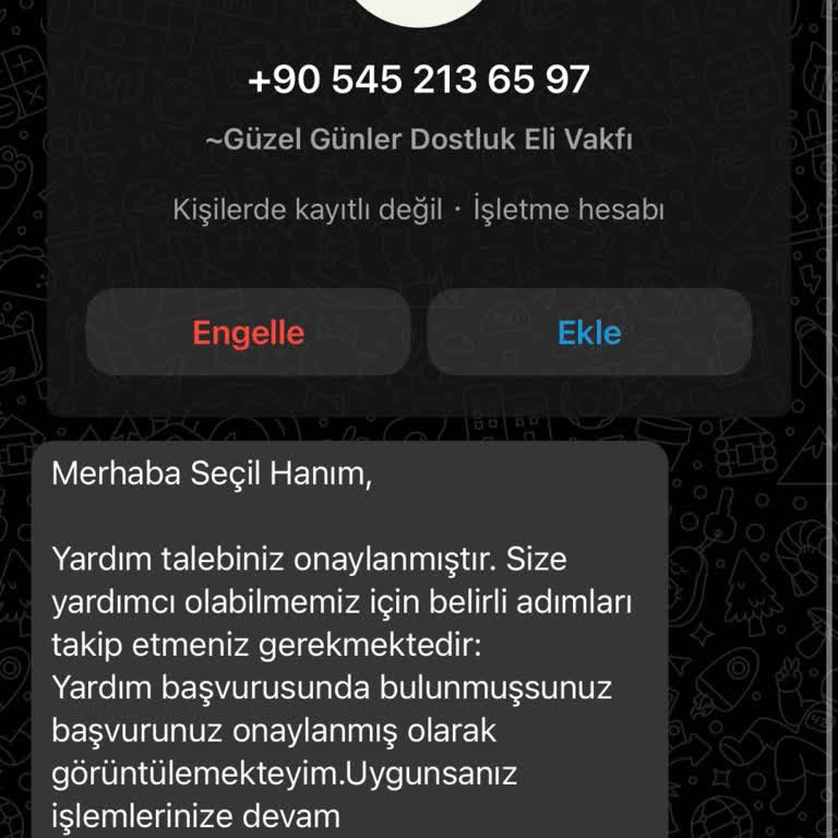 Güzel Günler Dostluk Eli Vakfı Güvenilir Olmayan WhatsApp Mesajı Ve Kimlik Bilgileri Kullanımı