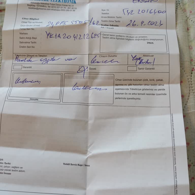 PHILIPS TV Philips 24 İnç 5505 8 Ayda Panel Arızası