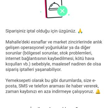 Yemeksepeti Sipariş Ertelemesi İptal Etmesi Sadece Mağdur Etmesi