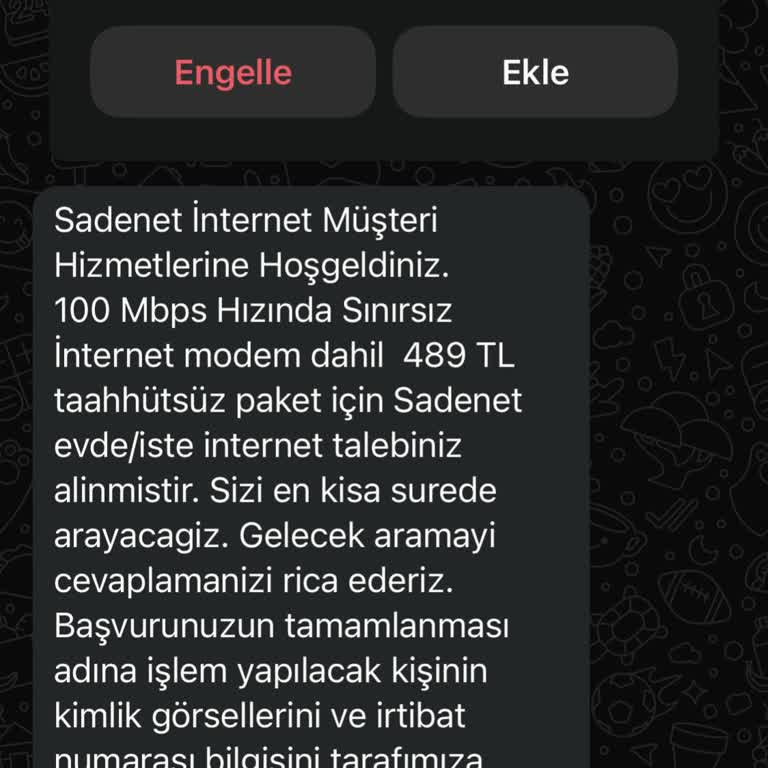 TurkNet Telefon Numarasından Sadenet Abone Yapılmam.
