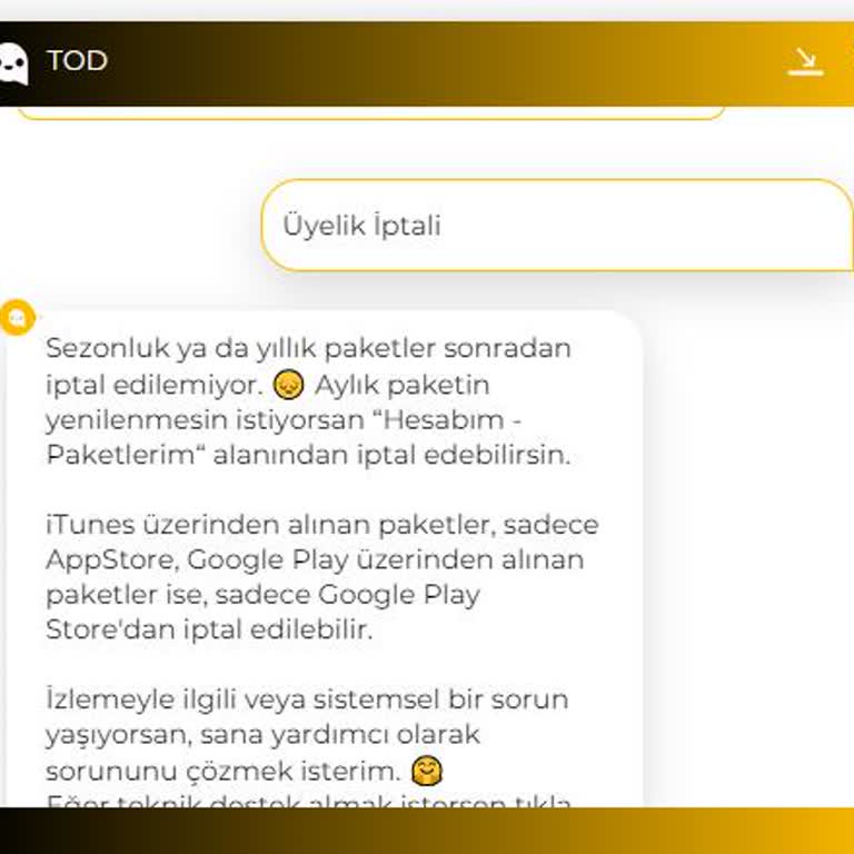TOD Tv Tod Üyelik İptali Hakkında
