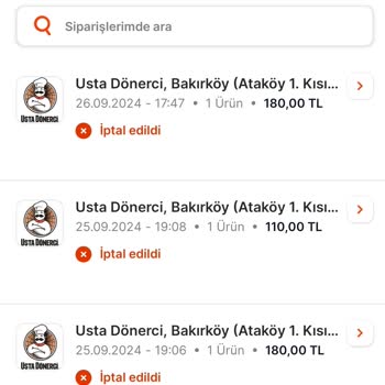 Usta Dönerci Siparişlerimi İptal Ediyor