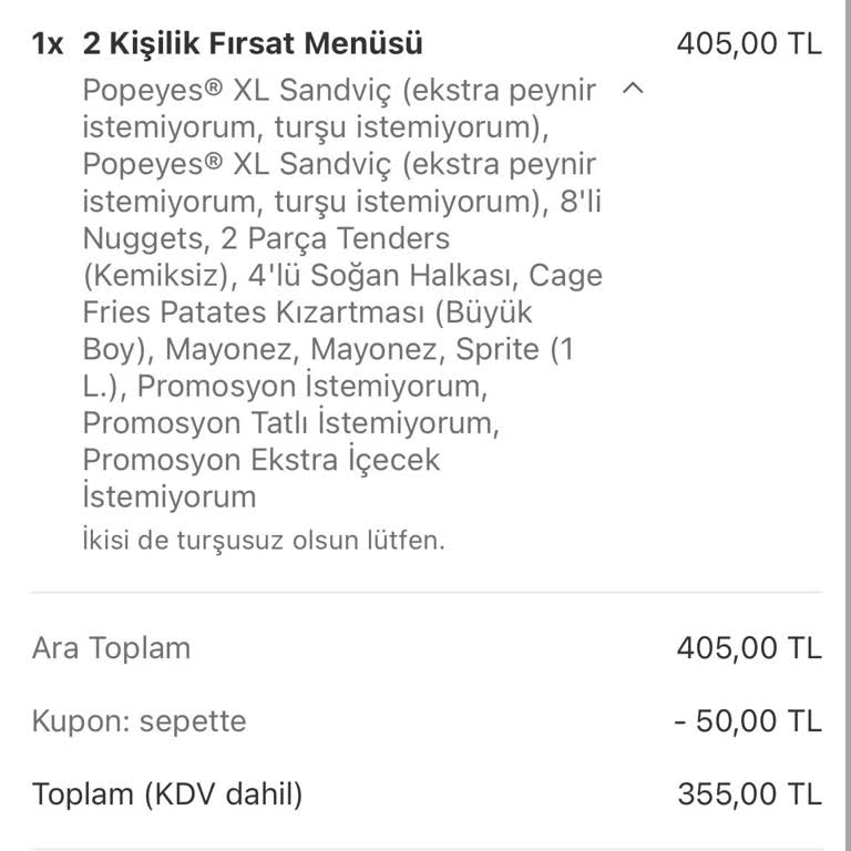 Popeyes Sandviçim Yanlış Geldi