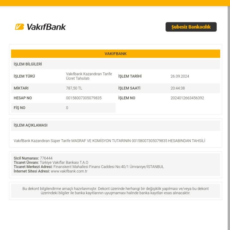 VakıfBank Kazandıran Tarife Adı Altında Kesilen Ücretlerin İadesi