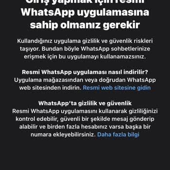 WhatsApp Resmi WhatsApp Uyarısı