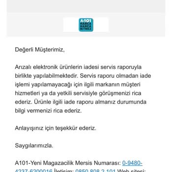 A101 İade Sorununun Çözülmemesi