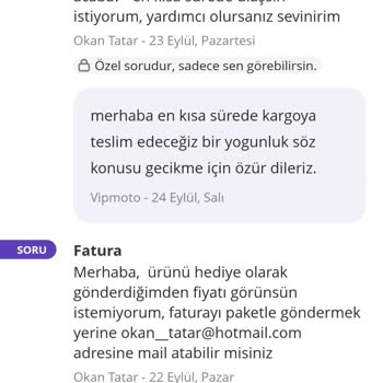 Vipmoto Sipariş Erteleme Ve Yardımcı Olmama Sorunu