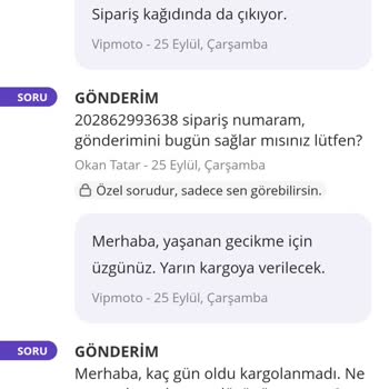 Vipmoto Sipariş Erteleme Ve Yardımcı Olmama Sorunu