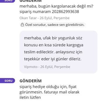 Vipmoto Sipariş Erteleme Ve Yardımcı Olmama Sorunu