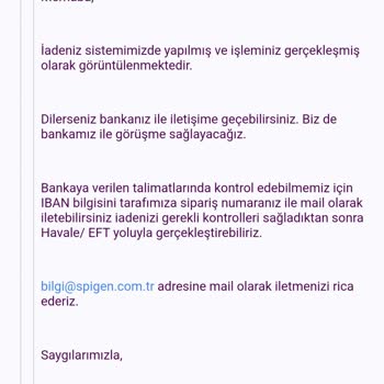 Spigen Türkiye Ücret İadesi Yapmıyor