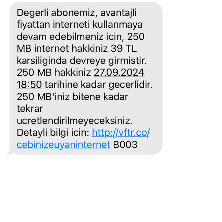 Vodafone'dan Bilgim Dışında Yapılan Haksız İnternet Yüklemesi