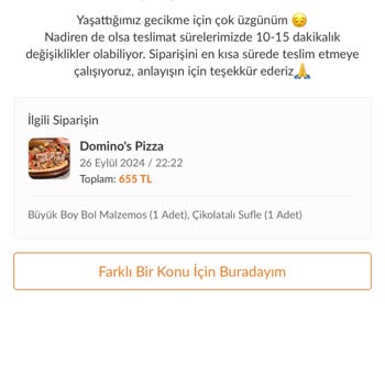 Domino's Pizza Eksik Ve Yanlış Ürün Getirme Sürekli