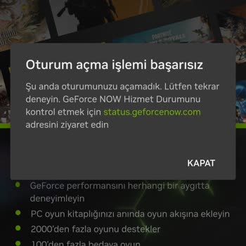 GeForce NOW powered by GAME+ Turkcell Uygulamasında Oturum Açma Sorunu