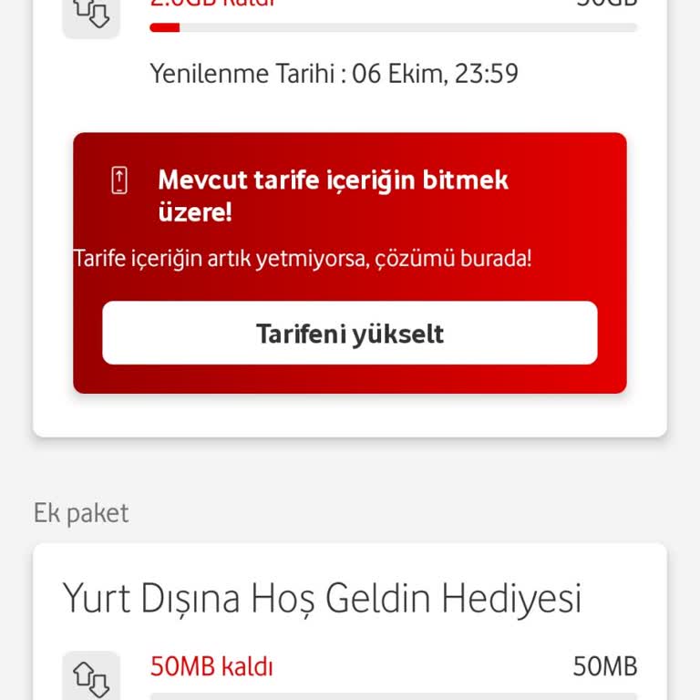Vodafone Ultra Red Tarifesinde İnternet Kullanım Sorunu
