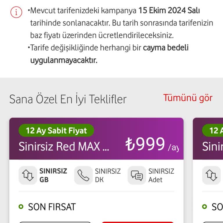 Vodafone Red Tarifemde %500 Zam Şoku!