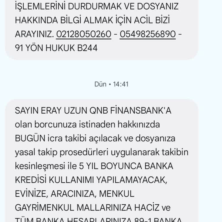 QNB Finansbank Ve Yön Hukuk Bürosundan Şikayetçiyim