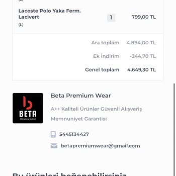 Beta Premium Wear Instagram Üzerinden Yaptığımız Alışveriş İle Yanıltıldık!