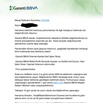 İninal Ve Garanti BBVA Kart İşlem İtirazı