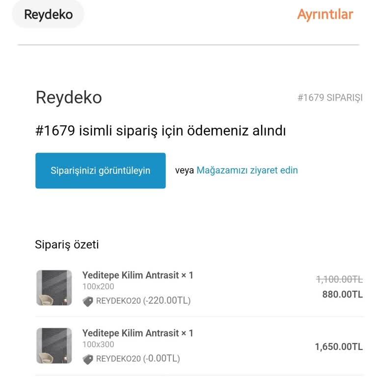 Reydeko Halı'dan Sipariş Problemi Ve İletişim Sorunu