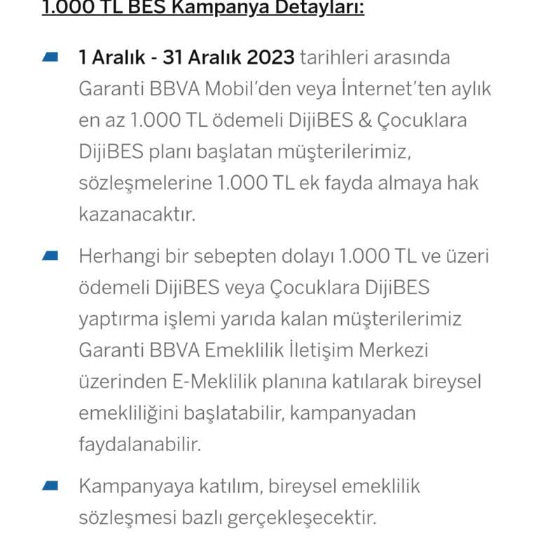 Garanti BBVA Emeklilik ve Hayat Dijibes Kampanya Gerekliliklerini Yerine Getirmiyor