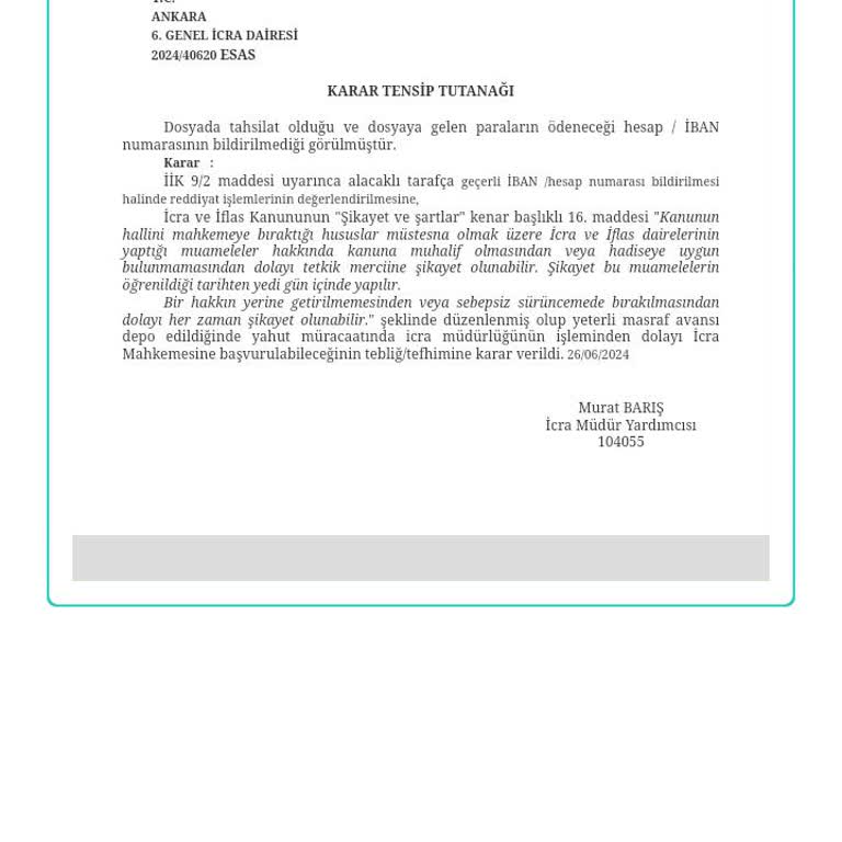 Ankara İcra Dairesi Ankara 6. Genel İcra Dairesi