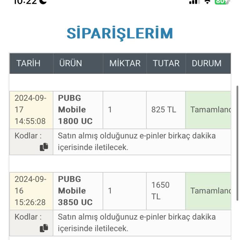 PUBG (Pubgmobile.com) Epin Siparişim 10 Gün Geçmesine Rağmen Hala Gelmedi
