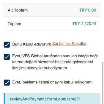 VFS Global Gözden Geçir Hatası