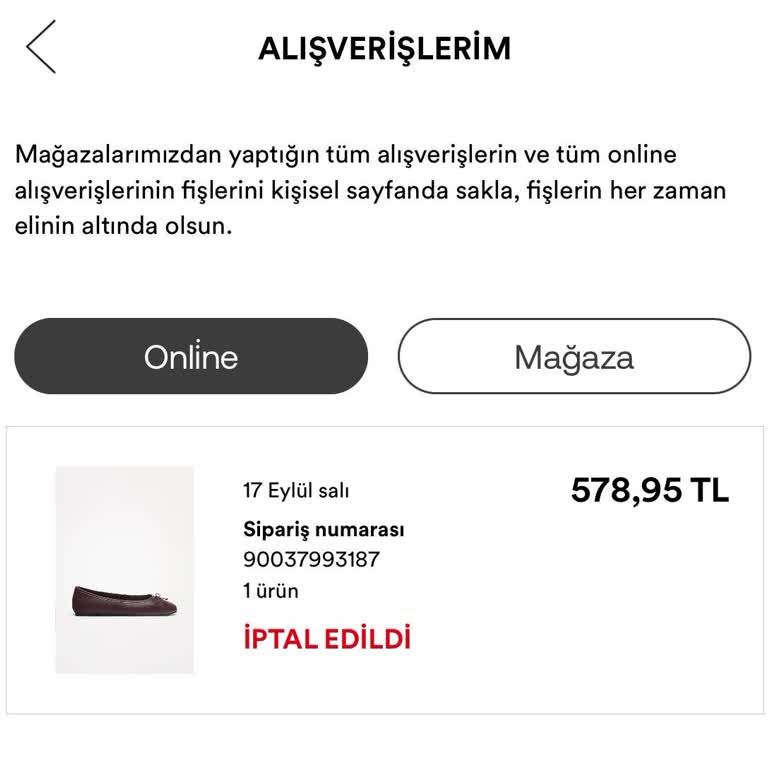 Lefties Habersiz Sipariş İptali/nedeni Stok Bulunmamaktadır