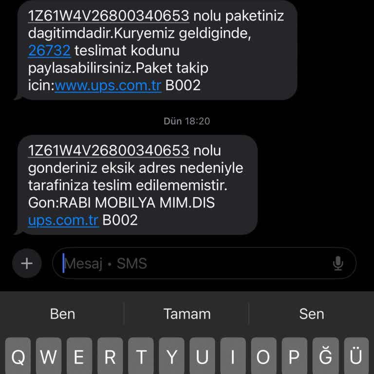 UPS Türkiye Kargocu Ürünümü Teslim Etmiyor...