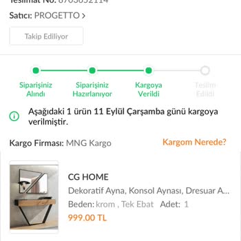 Trendyol Progetto Satıcısından Aldığım Ayna Teslim Edilmedi Ve Mağaza Kapatıldı