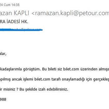 Bilet.com İptal Ettiğim Biletin Ödemesi 3 Aydır İade Olmuyor