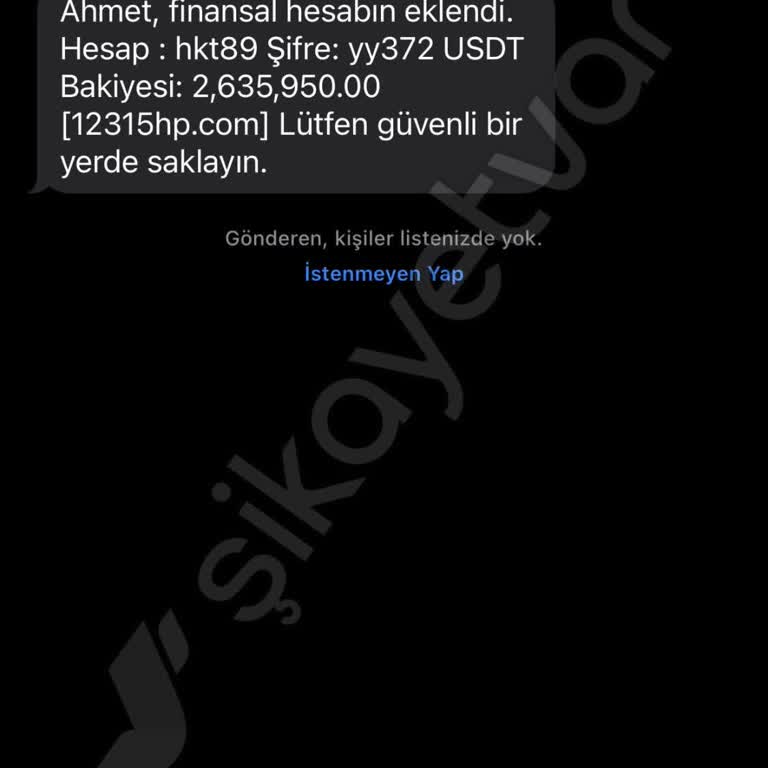 Turkcell Üzerinden Gelen Şüpheli Mesaj ve Hesap Bilgisi Paylaşımı