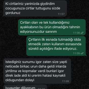 İgor Ayakkabı Cırt Problemi Sorteks Garanti Problemi