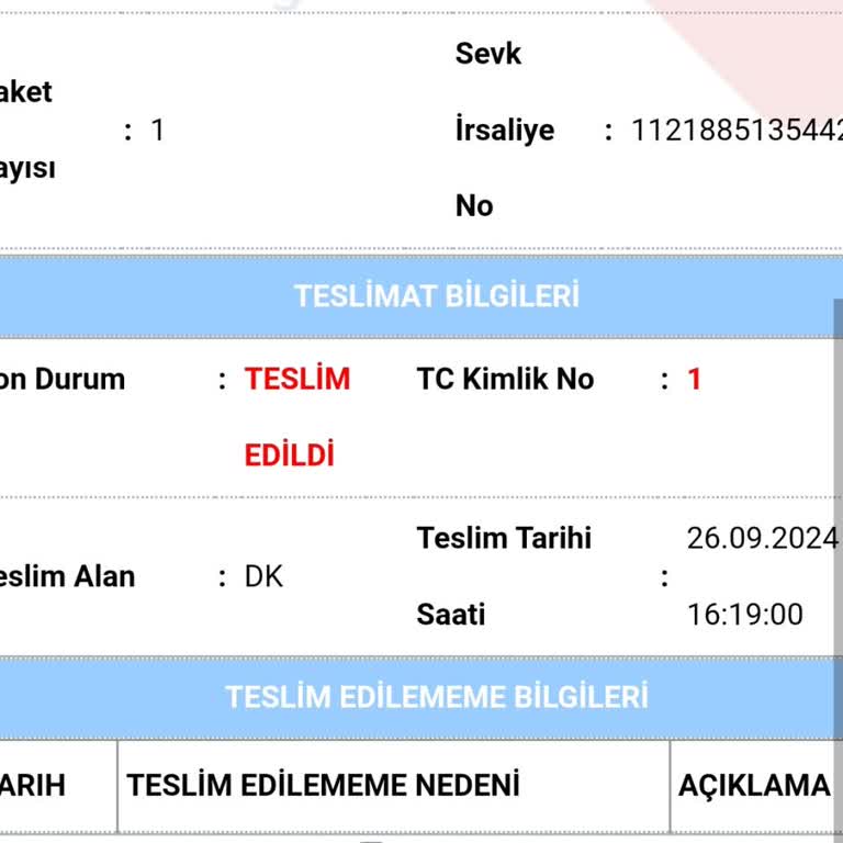Aras Kargo Ürün Sistemde Teslim Gözüküyor Ama Teslimat Yapılmadı.