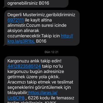 Karamürsel Aras Kargo Şikayet Var