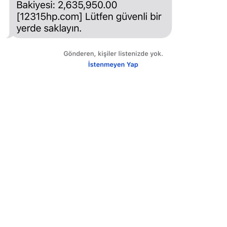 12315hp.com Finansal Hesabın Eklendi Şeklinde Gelen Mesaj