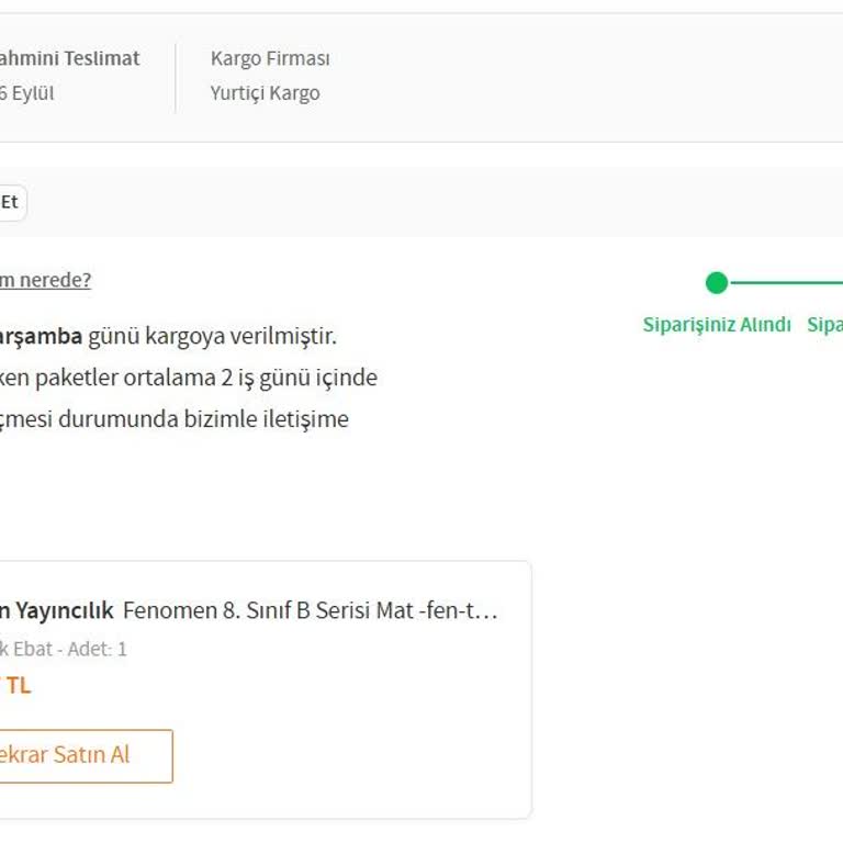 Yurtiçi Kargo Trendyol Satıcısından LGS Kitap Siparişi Mağduriyeti