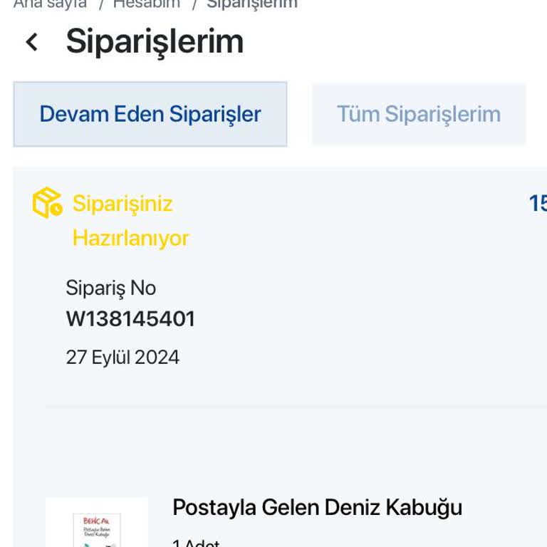 D&R E-kitap Siparişi İptali