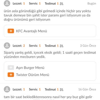 Acıbadem KFC'de Ürün Özelliği Dikkate Alınmıyor!