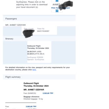 Sunexpress Müşteri Hizmetleri Ayıbı