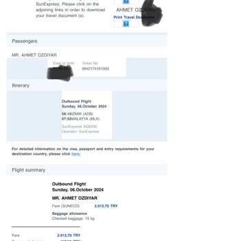 Sunexpress Müşteri Hizmetleri Ayıbı