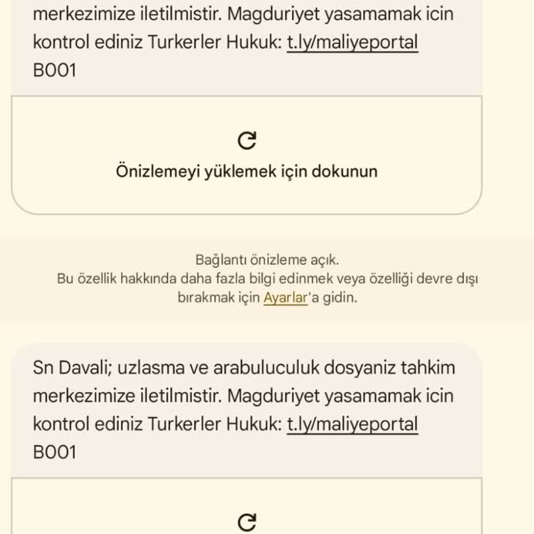 Türkerler (SMS) Yanıltıcı Gelen Mesajlar