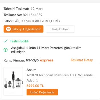 Trendyol Arzum Blender Setinin Fiyatının Aşırı Düşüşü