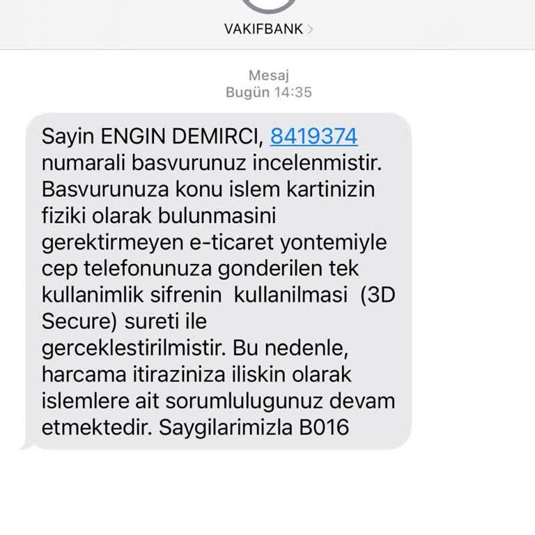 VakıfBank Kredi Kartı Harcama İtirazımın Göz Ardı Edilmesi